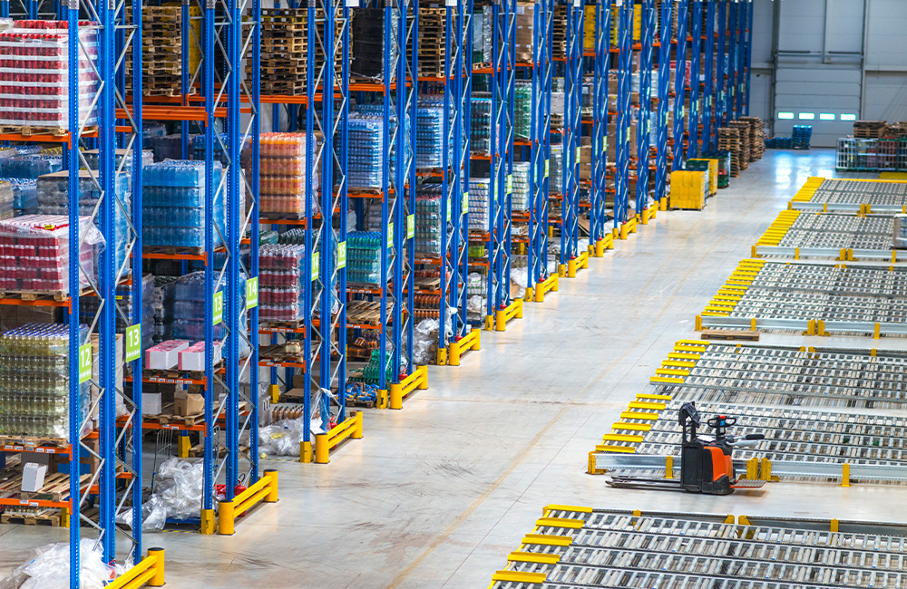 distribution warehouse building interior large storage area with goods shelf Nakil Turk